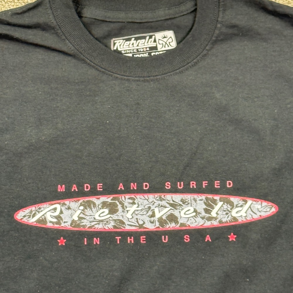 Rietveld Surf T Shirt Mens M Black Long Sleeve Made & Surfed Graphic NWOT